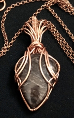 teardrop dark ripple jasper with epaulette wrap pendant